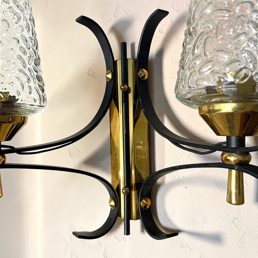 Pair Atomic Age Mid Century Wall Sconces