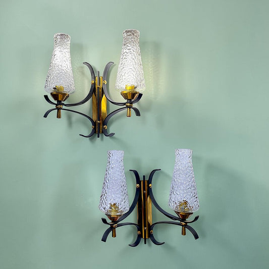Pair Atomic Age Mid Century Wall Sconces