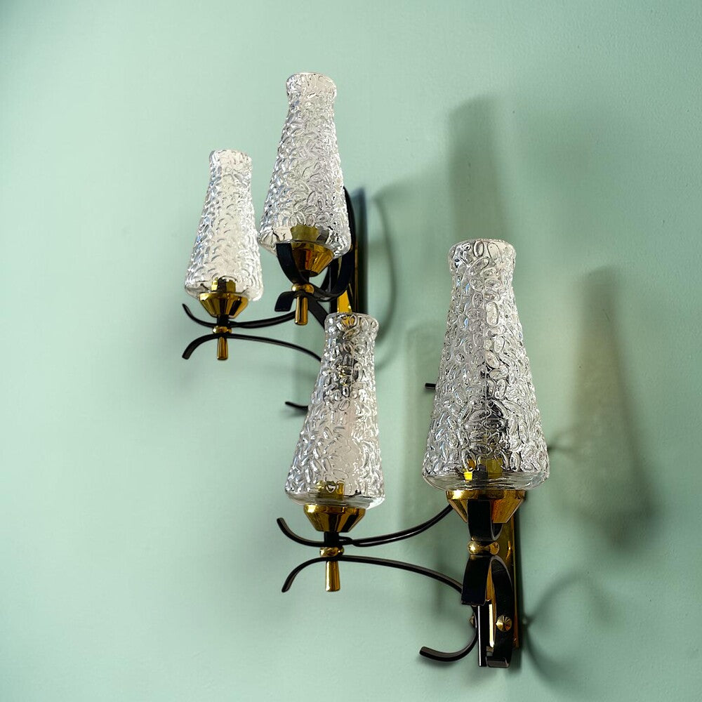 Pair Atomic Age Mid Century Wall Sconces