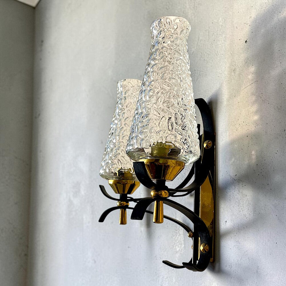 Pair Atomic Age Mid Century Wall Sconces