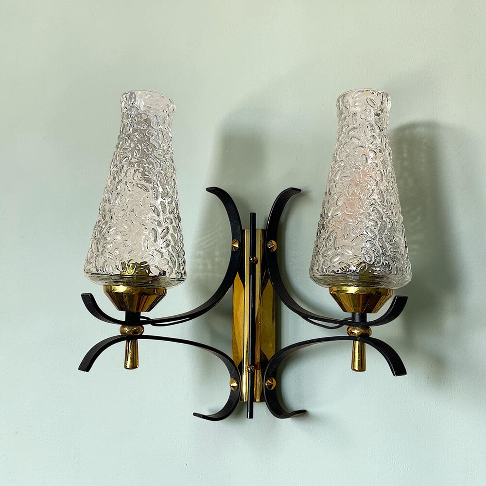 Pair Atomic Age Mid Century Wall Sconces