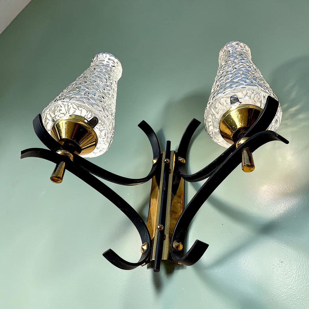 Pair Atomic Age Mid Century Wall Sconces