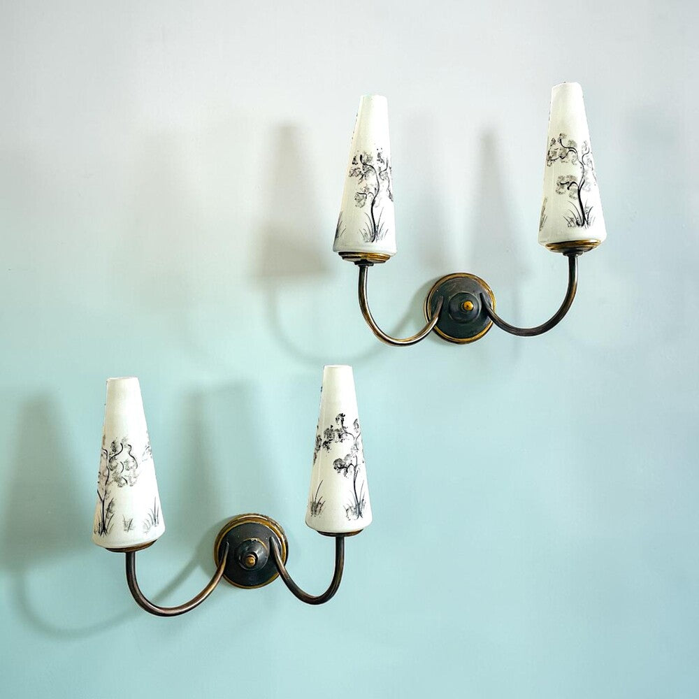 Pair of vintage double wall sconces