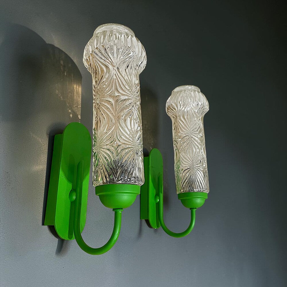Pair of Textured Glass Wall Sconces