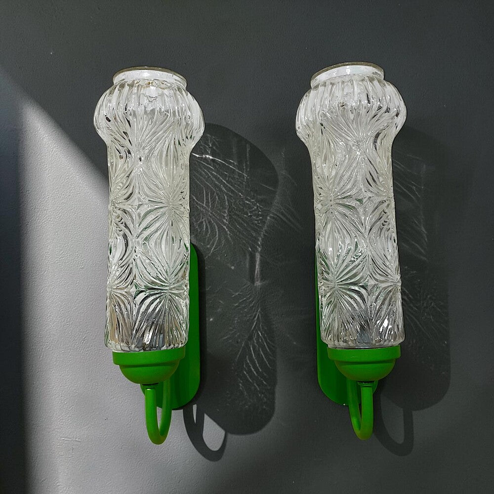 Pair of Textured Glass Wall Sconces