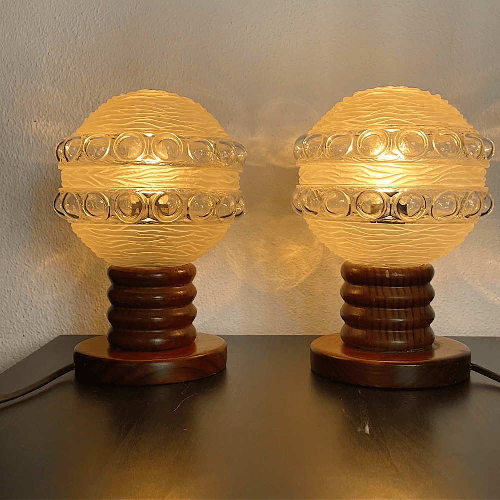 Pair of Wooden Table Lamps