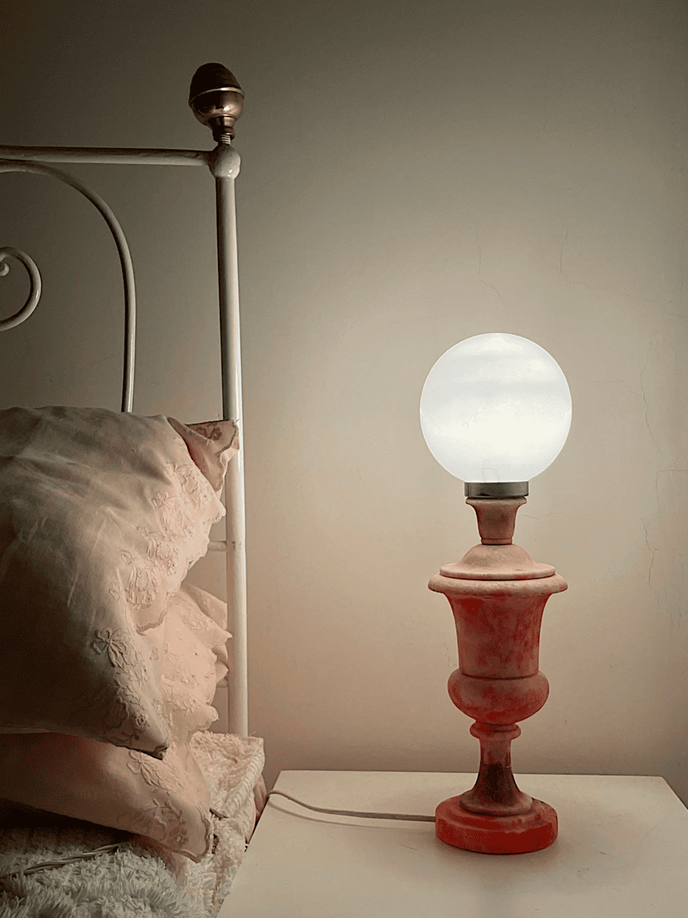Pink Hand Carved Italian Alabaster Lamp