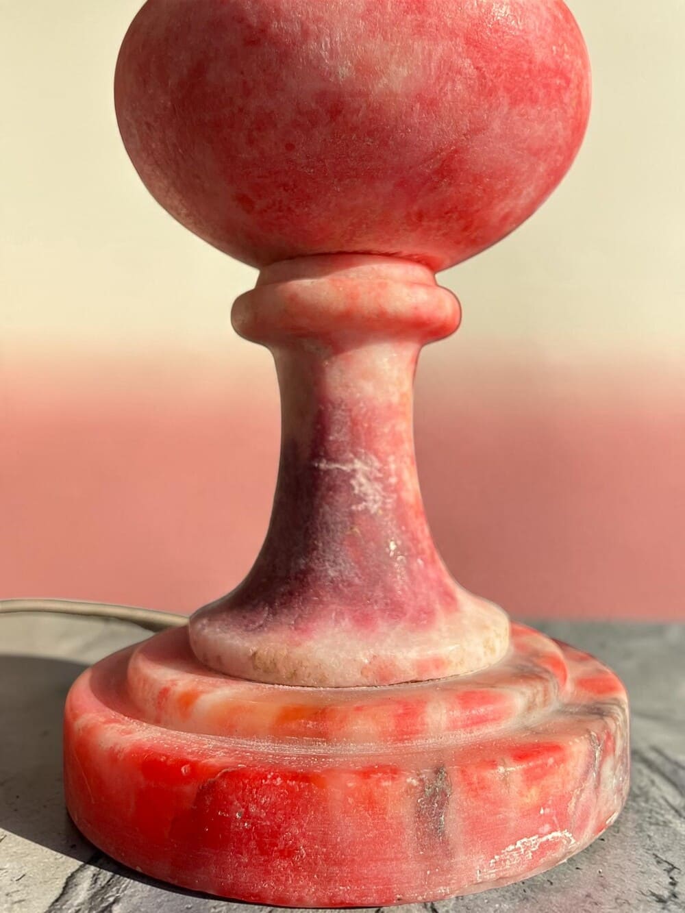 Pink Hand Carved Italian Alabaster Lamp