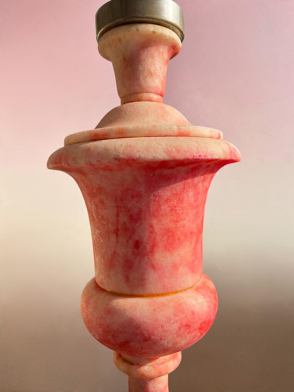 Pink Hand Carved Italian Alabaster Lamp