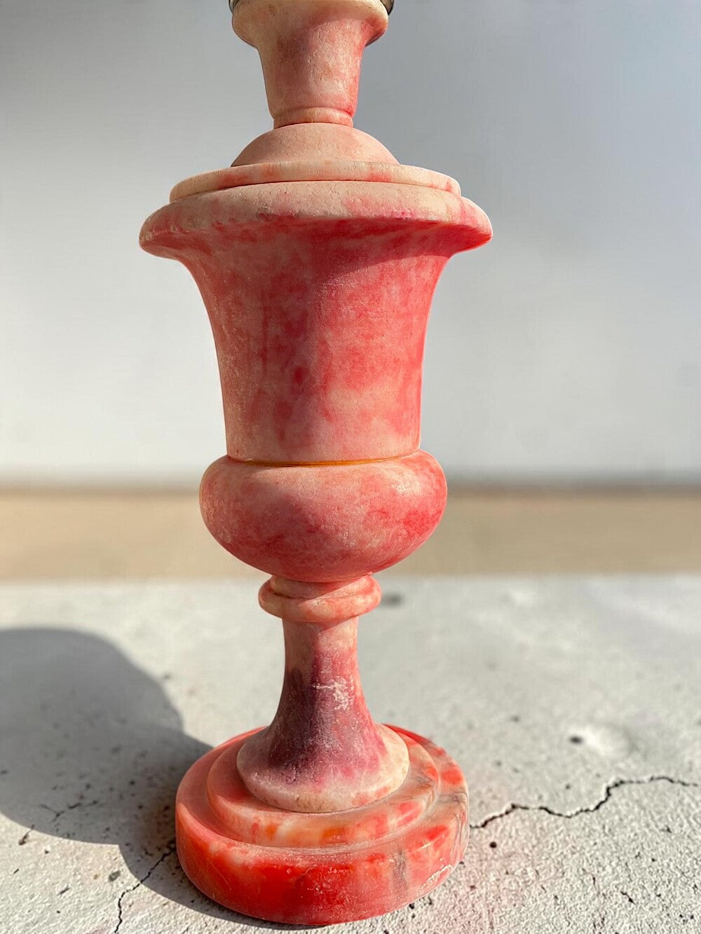 Pink Hand Carved Italian Alabaster Lamp