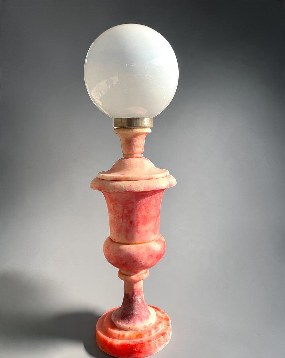 Pink Hand Carved Italian Alabaster Lamp