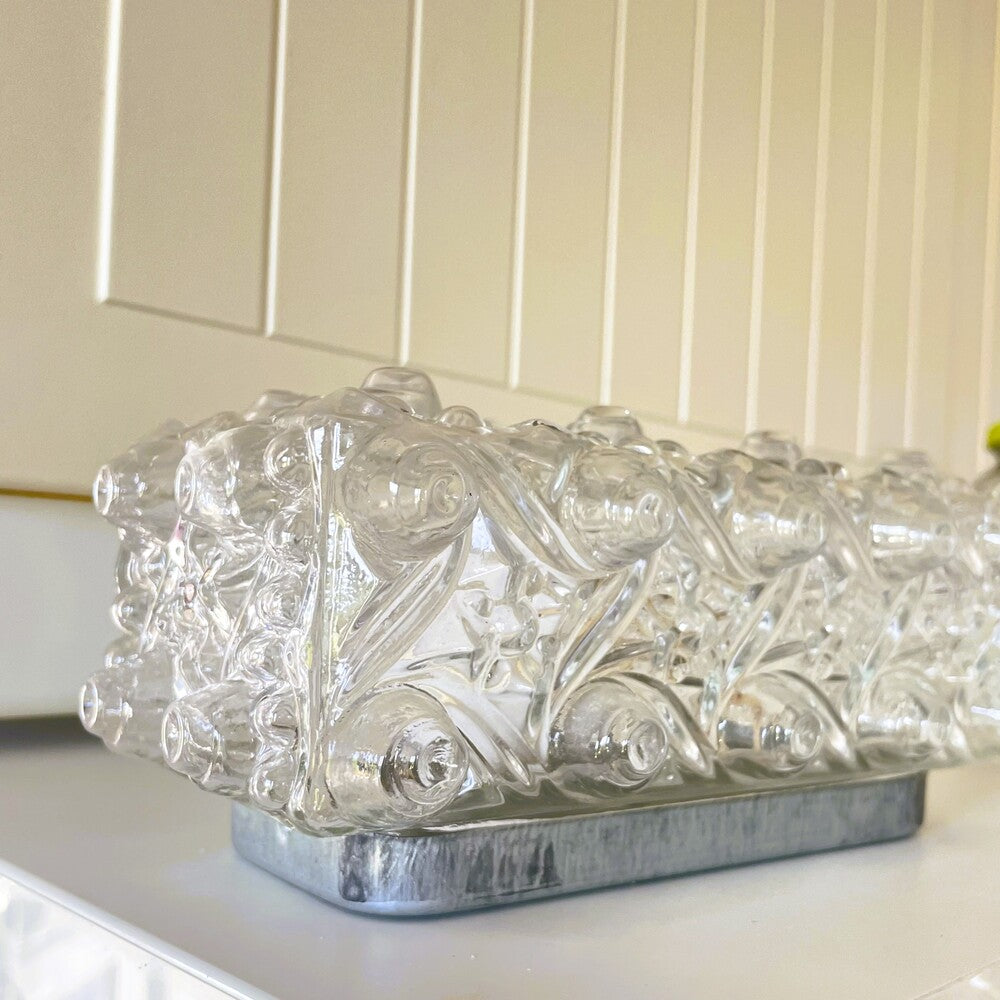 Rectangular glass flush mount light