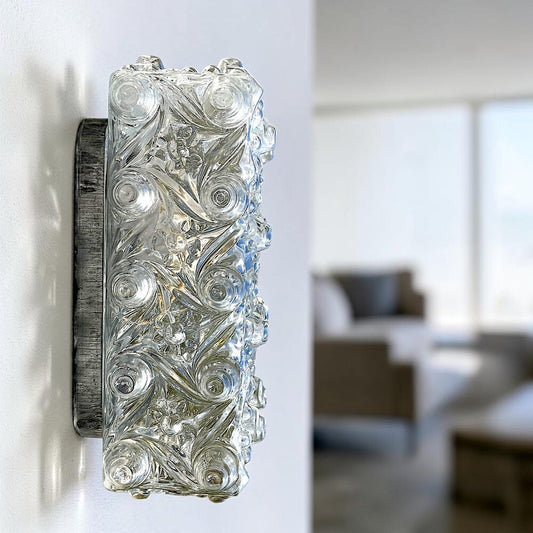 Rectangular glass flush mount light