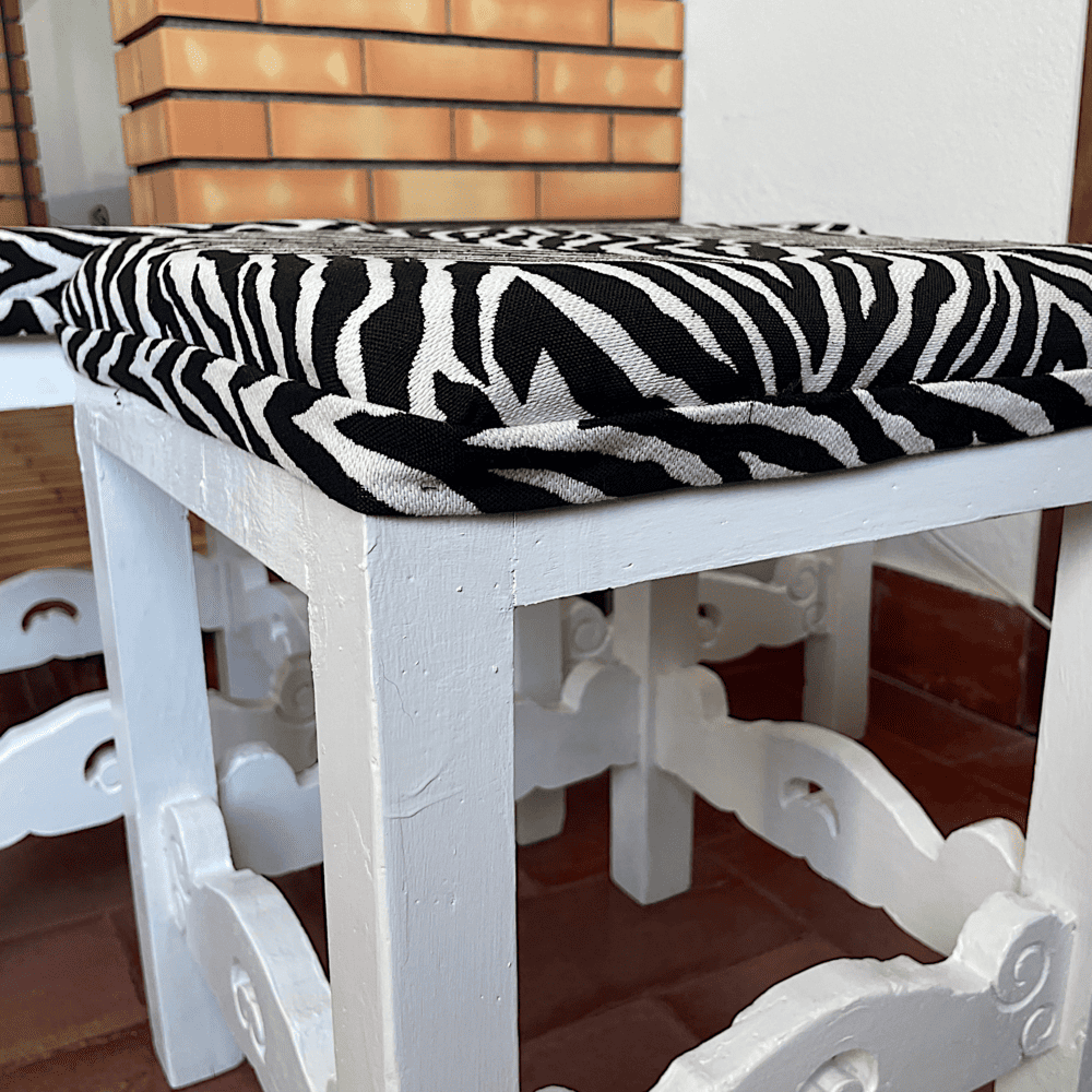 Three antique solid wood stools
