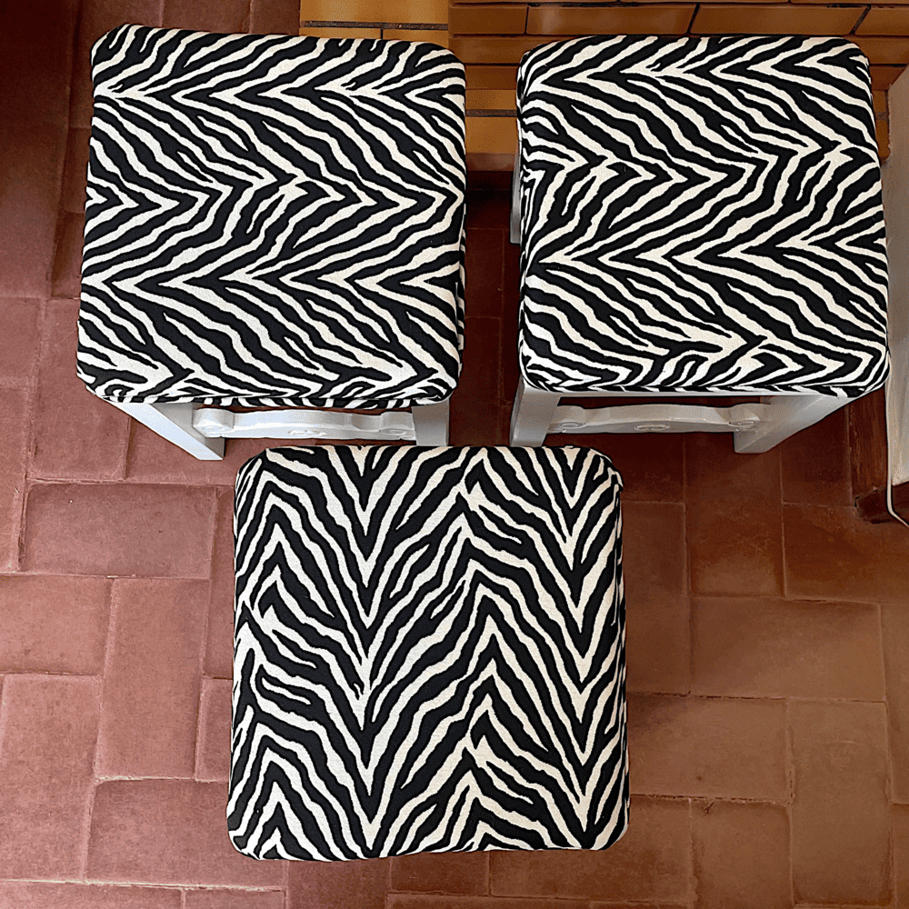 Three antique solid wood stools