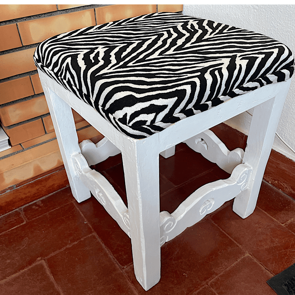 Three antique solid wood stools
