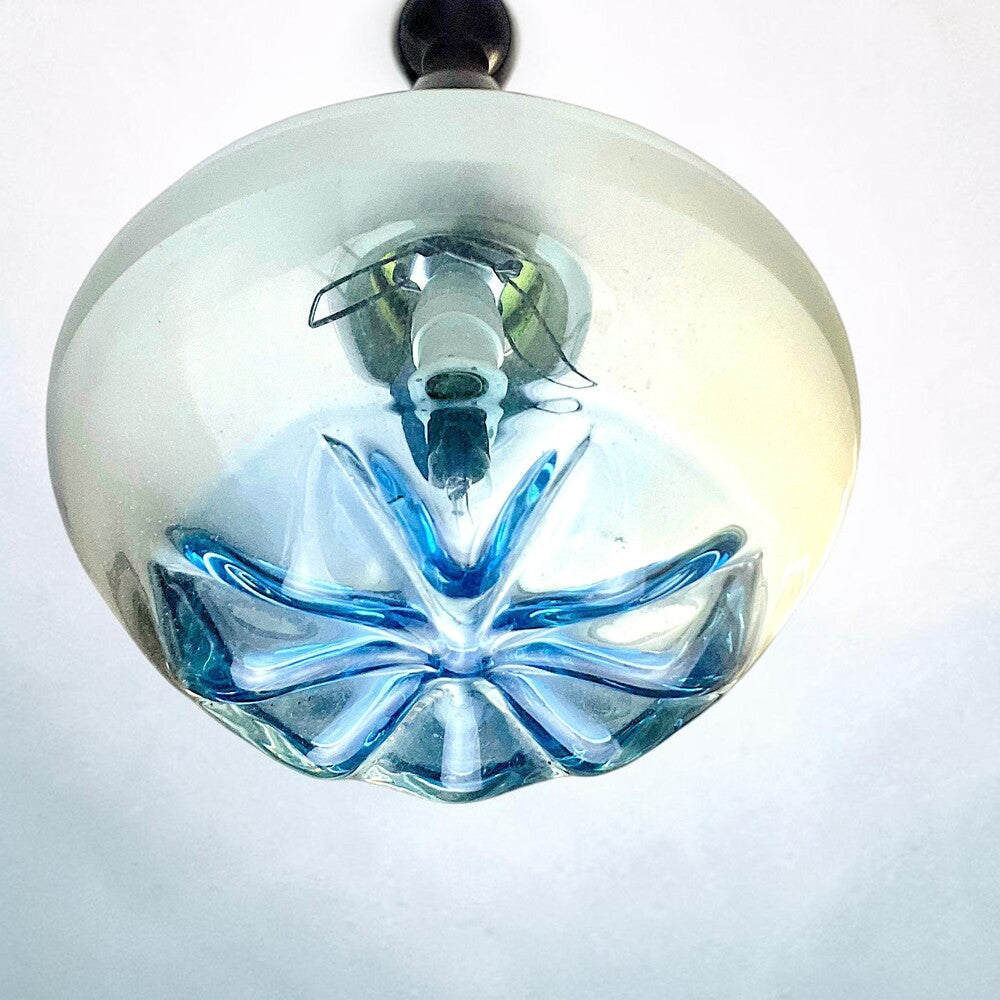 Mid Century Modern Teak & Art Glass Light