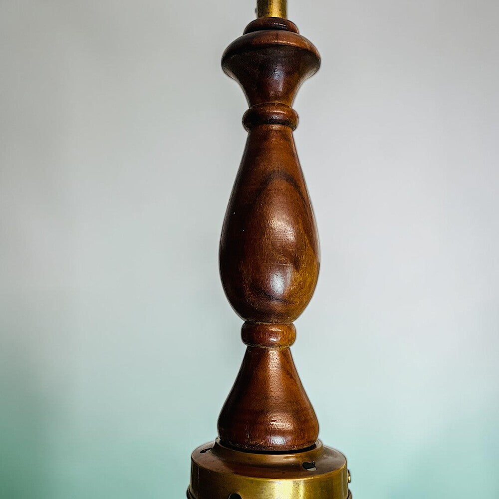 Mid Century Modern Teak & Art Glass Light