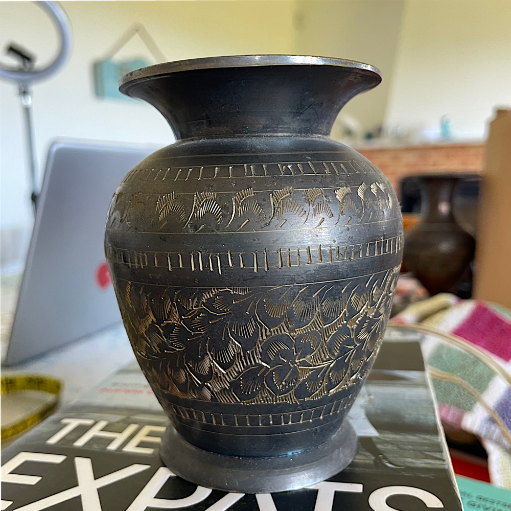 Pair of Islamic brass vases