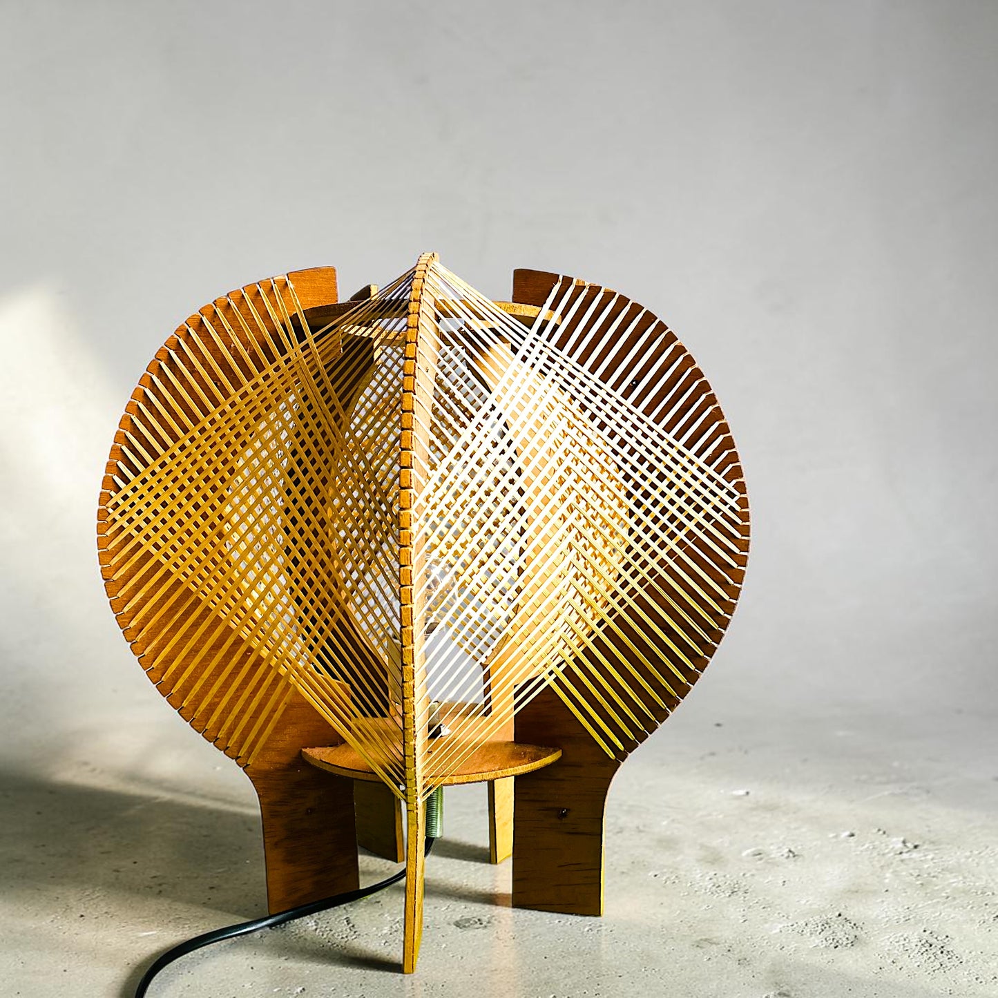 Sculptural Wooden Table Lamp