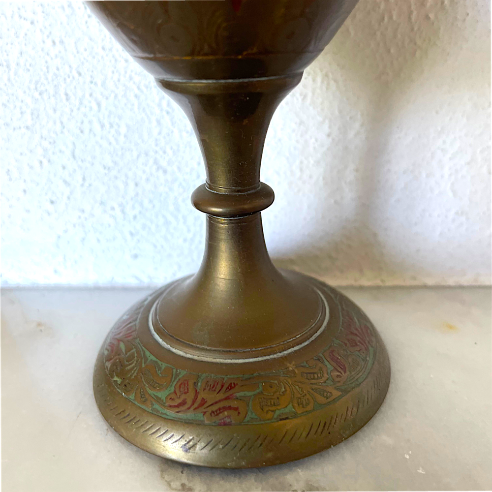 Pair of Islamic brass vases