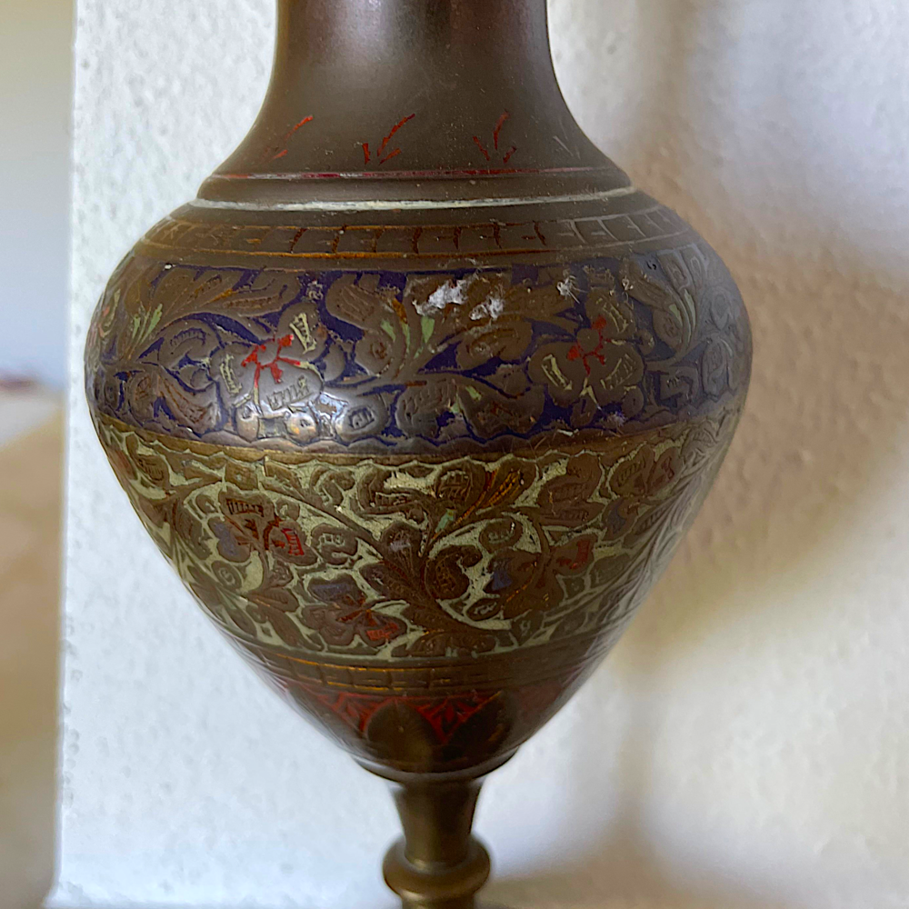 Pair of Islamic brass vases