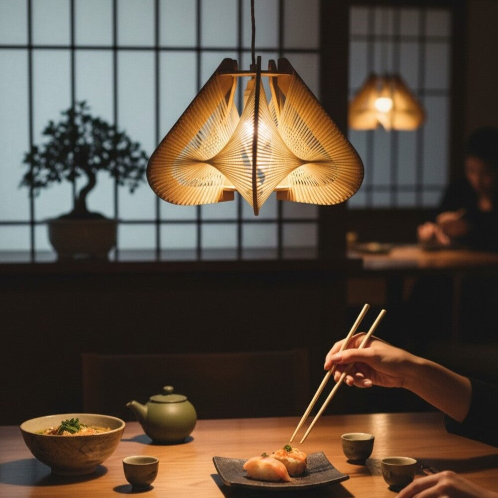 Japandi wooden Hanging Lamp