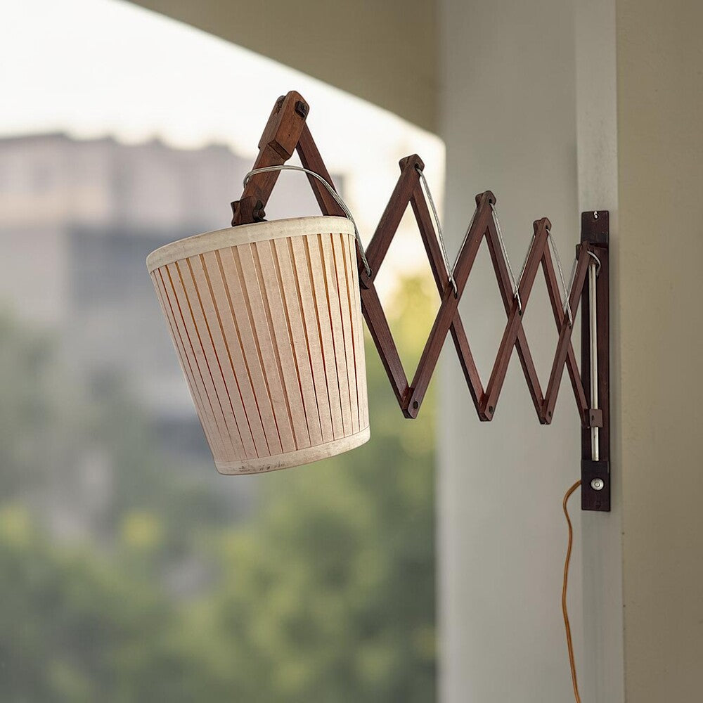 Wooden Scissor Wall Lamp