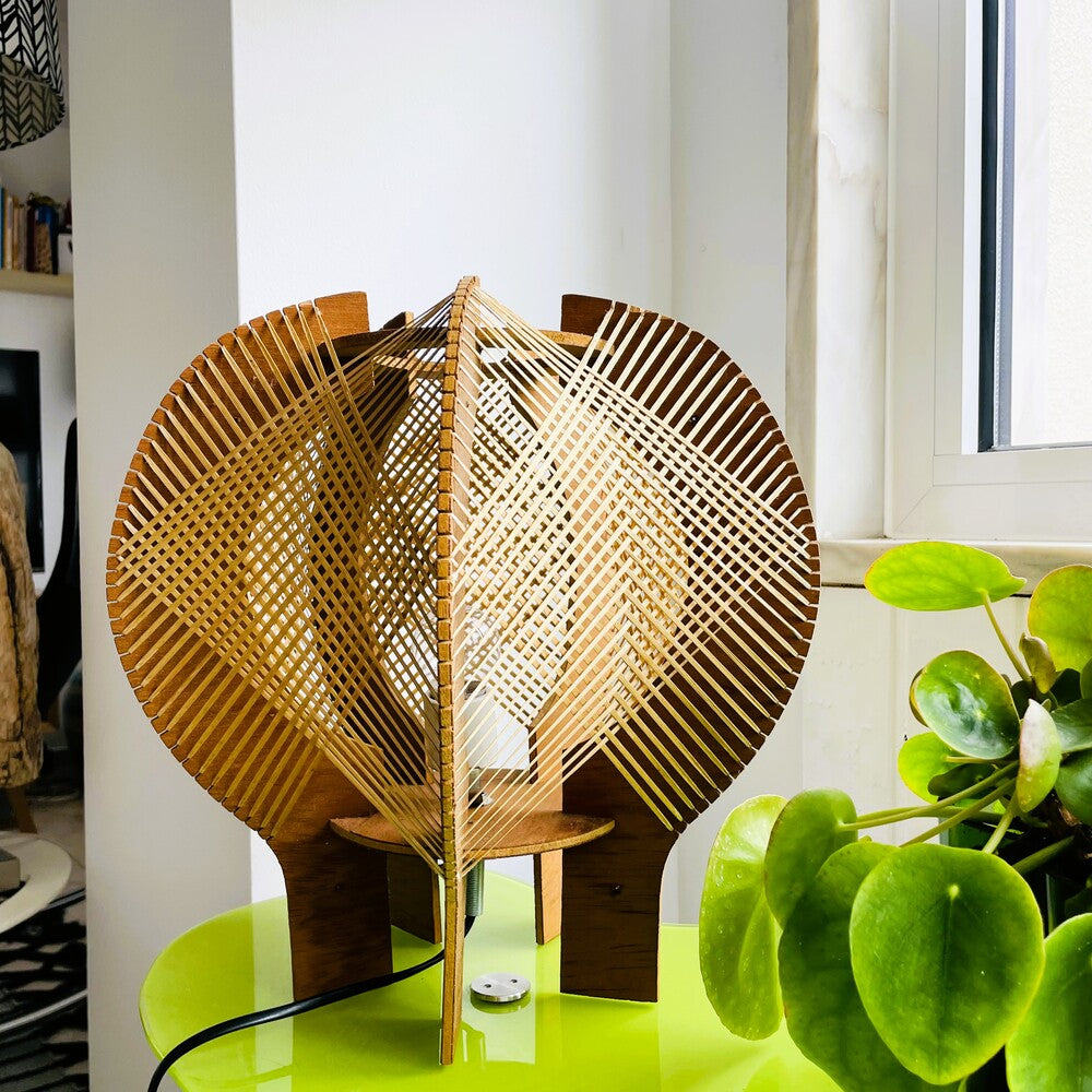 Sculptural Wooden Table Lamp