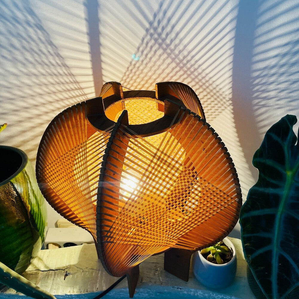 Sculptural Wooden Table Lamp