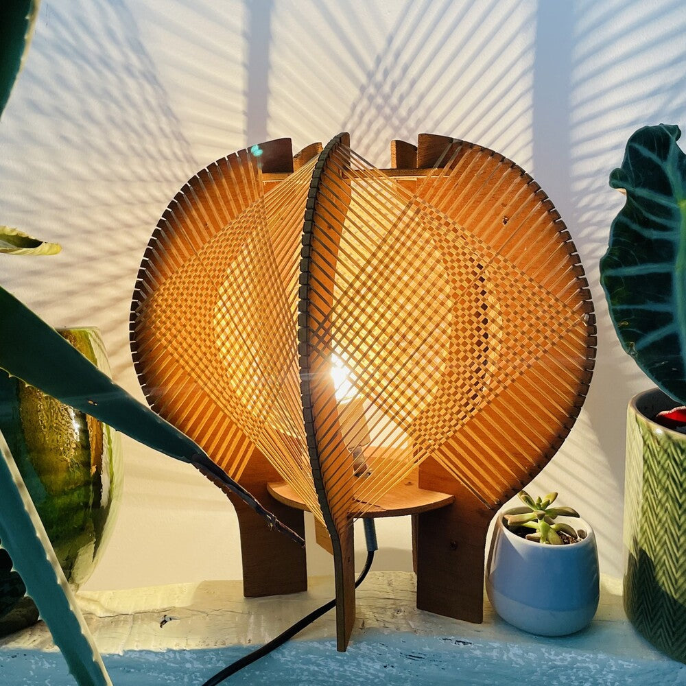 Sculptural Wooden Table Lamp