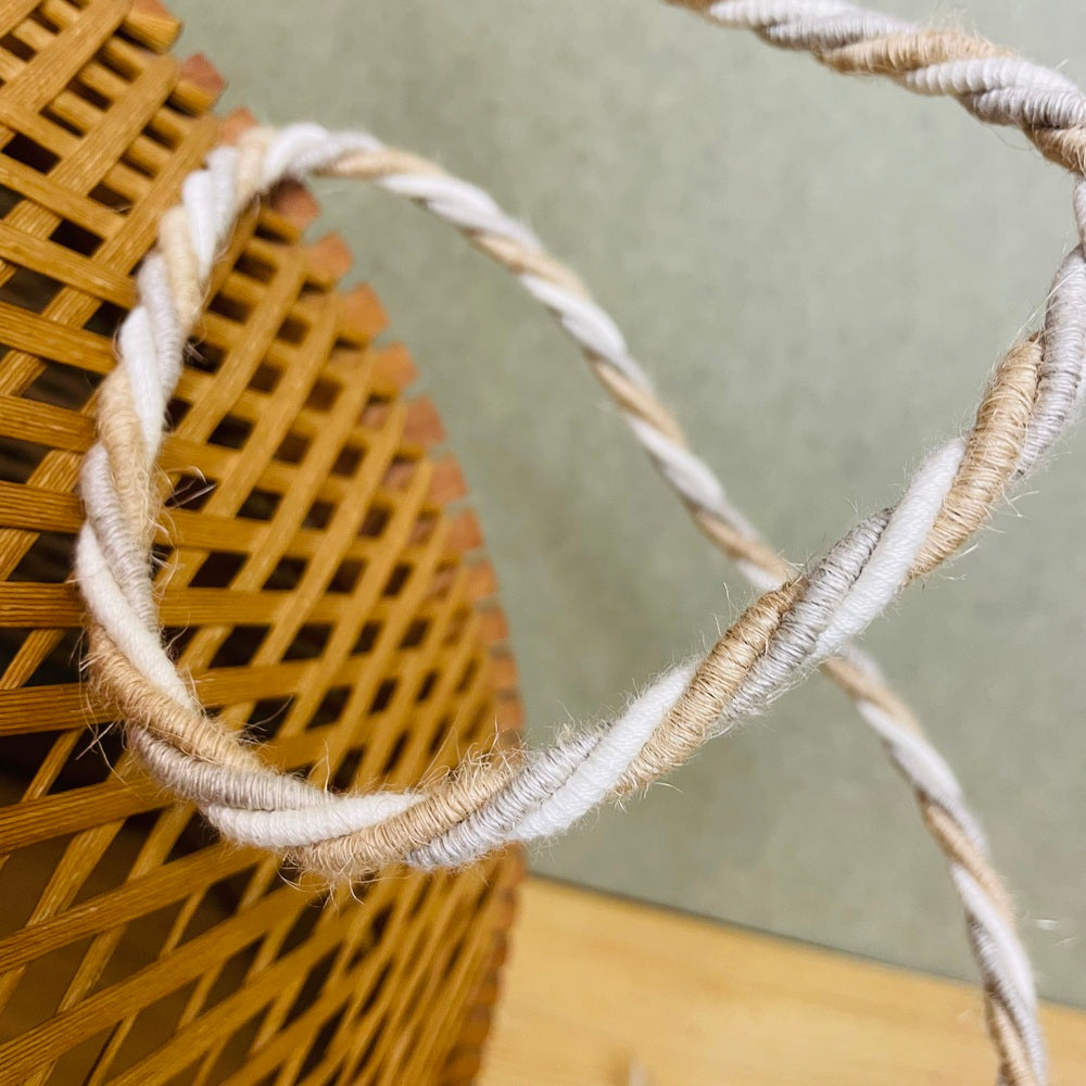 Wood and Rattan Hanging Lamp