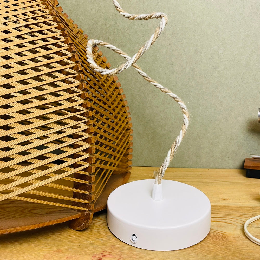 Wood and Rattan Hanging Lamp