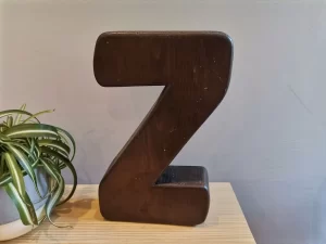 solid wood signage letter z front view