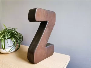 solid wood signage letter z front view