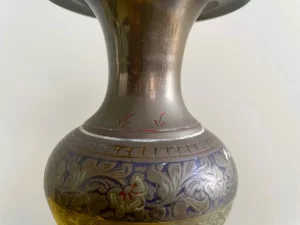 Pair of Indian Etched brass vases 