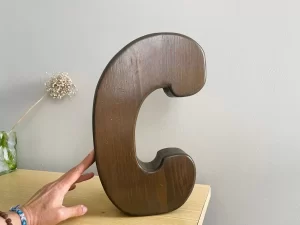 solid wood block signage letter C