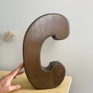 solid wood block signage letter C