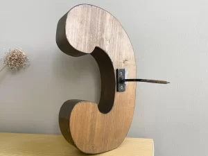 solid wood block signage letter C rear