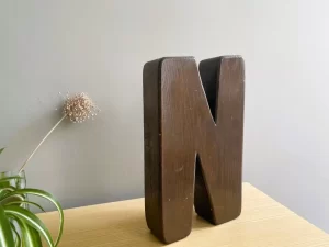 solid wood signage letter N